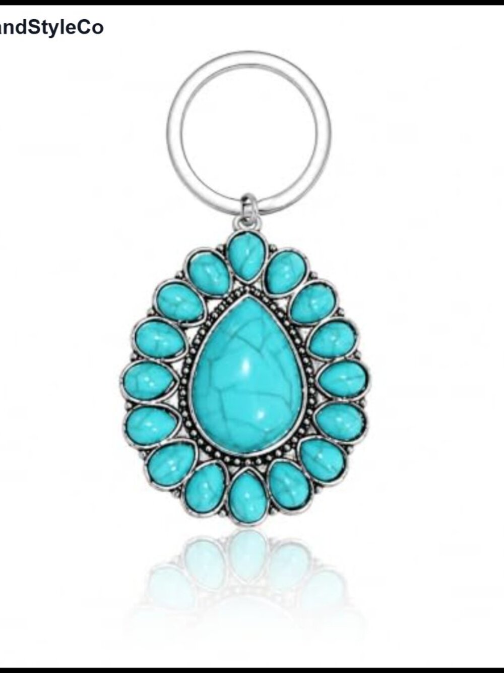 Western Turquoise Bag Charm Boho Keychain Purse Accessory